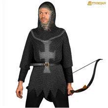 mythrojan-medieval-chainmail-coif-butted-mild-steel-medieval-sca-reenactments-medieval-events-black-finish-with-zinc-plated-edges-l