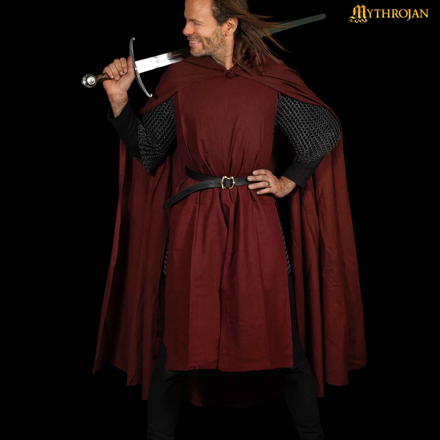 Mythrojan “Medieval Scout” Canvas Cape /Cloak 100% Cotton Medieval Viking Knight SCA LARP , Brown, Large