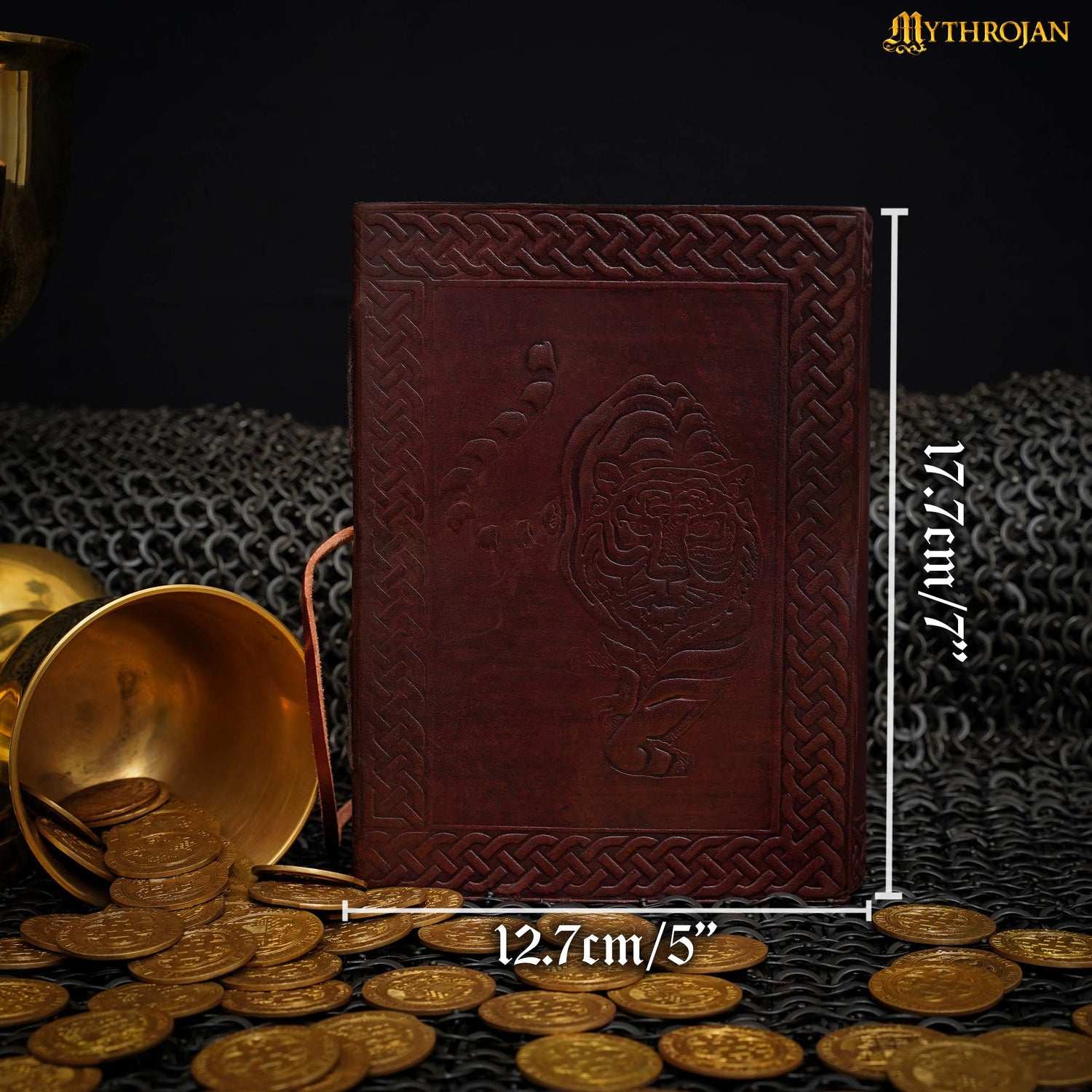 Mythrojan Tiger Leather Journal 5 x 7 inches Rustic Handmade Vintage Book Diary Pocket Notebook