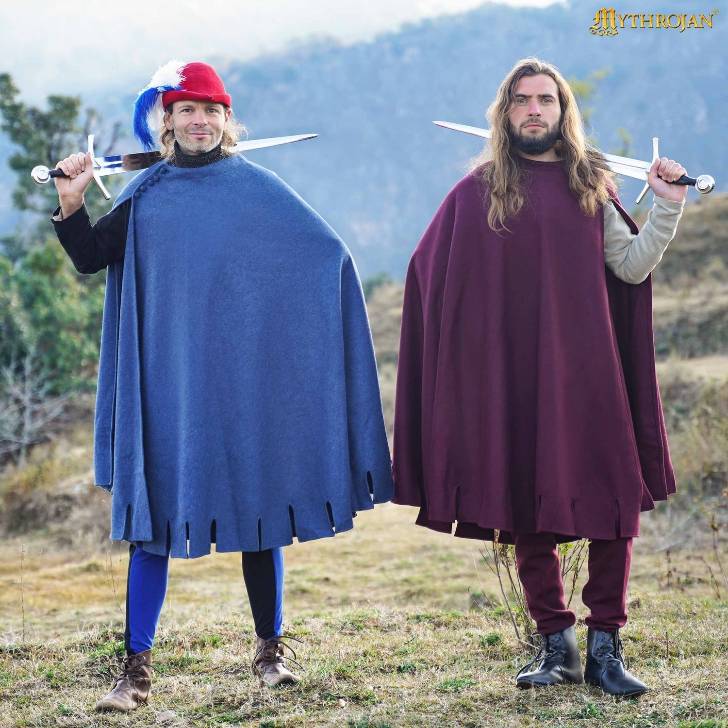 Bocksten Man woolen medieval cloak : 14th-15th century historical 100% recycle wool cape ideal for knights, travelers, pilgrim, swordman and soldier in LARP, SCA and reenactment