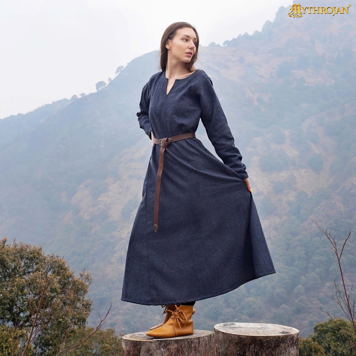 woolen dress Astrid Wool Viking With Diamond Twill Scoop Neck Full Cut Sweater Pull On Long Sleeve Holiday Astrid Viking Woolen Dress in