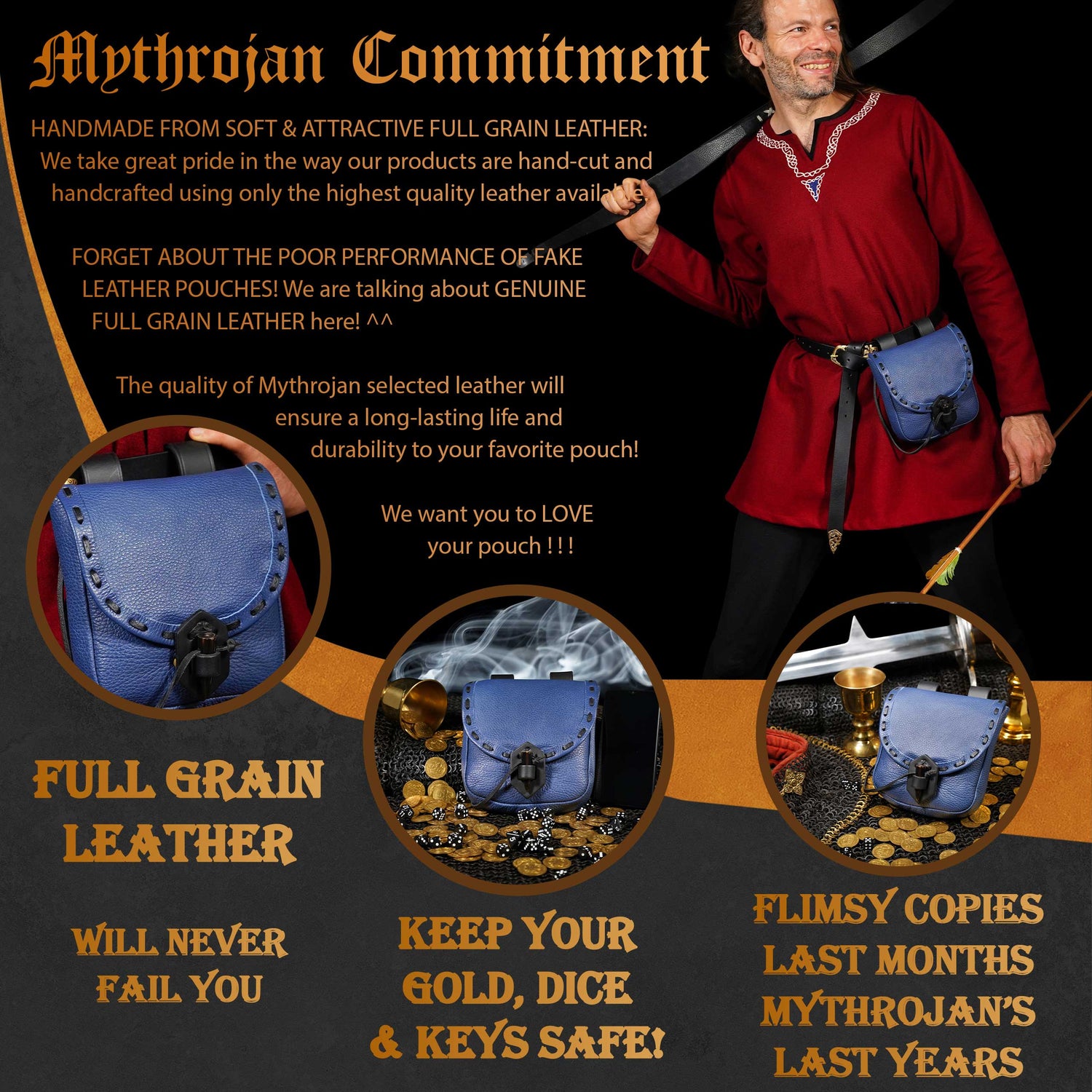 Mythrojan “The Adventurer’s” Belt Bag with Horn Toggle,