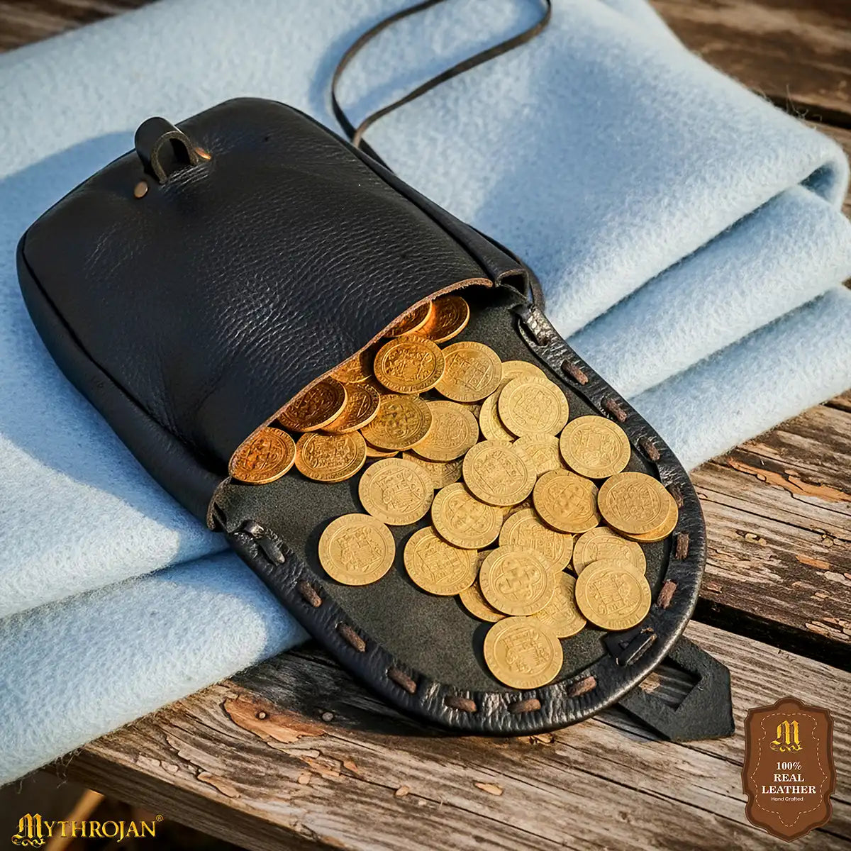 Mythrojan The Adventurer’s Belt Bag with Horn Toggle Black