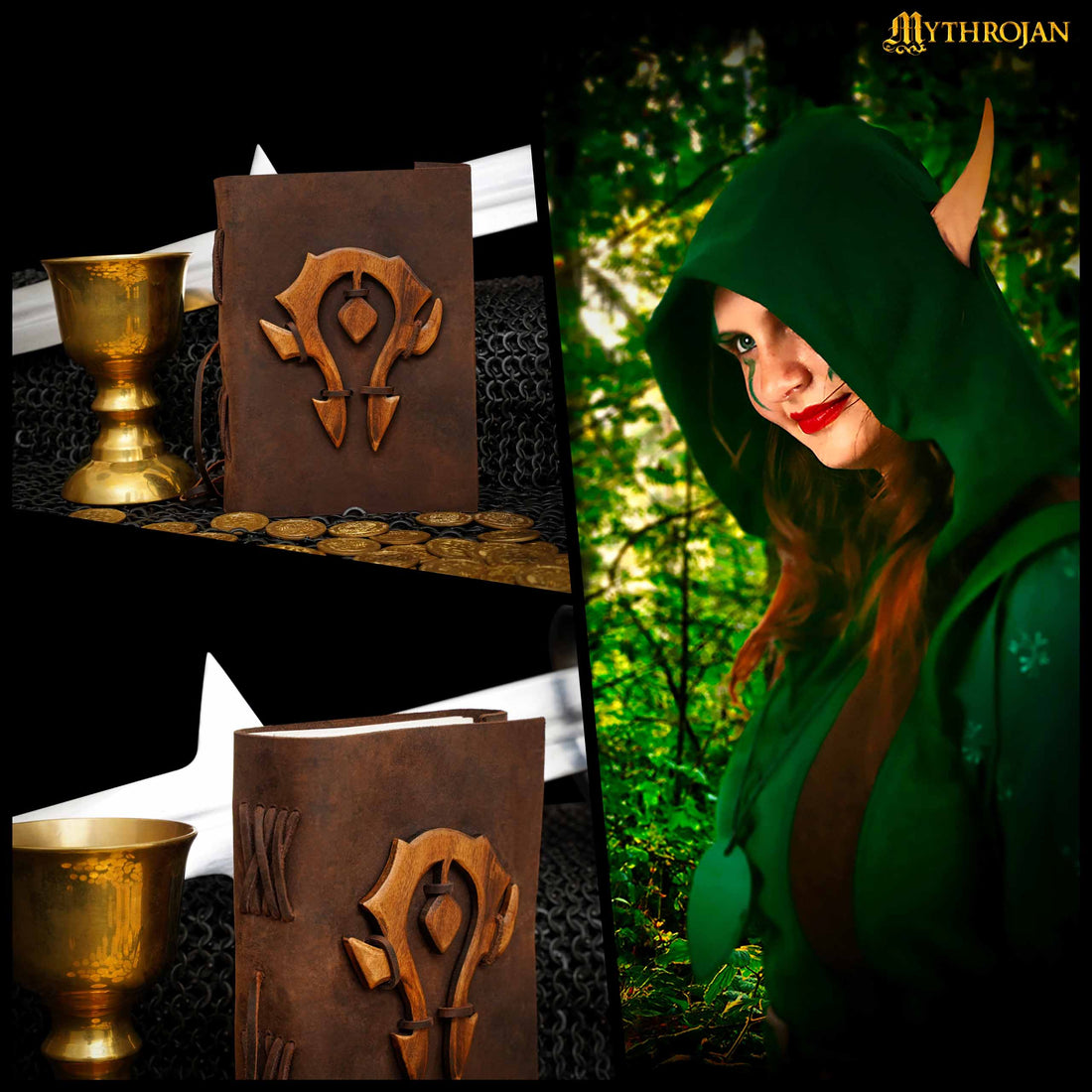 Mythrojan For THE HORDE Brown WARCRAFT MEDIEVAL LEATHER JOURNAL 7 x 5 inches Handmade Vintage Leather Journal Notebook