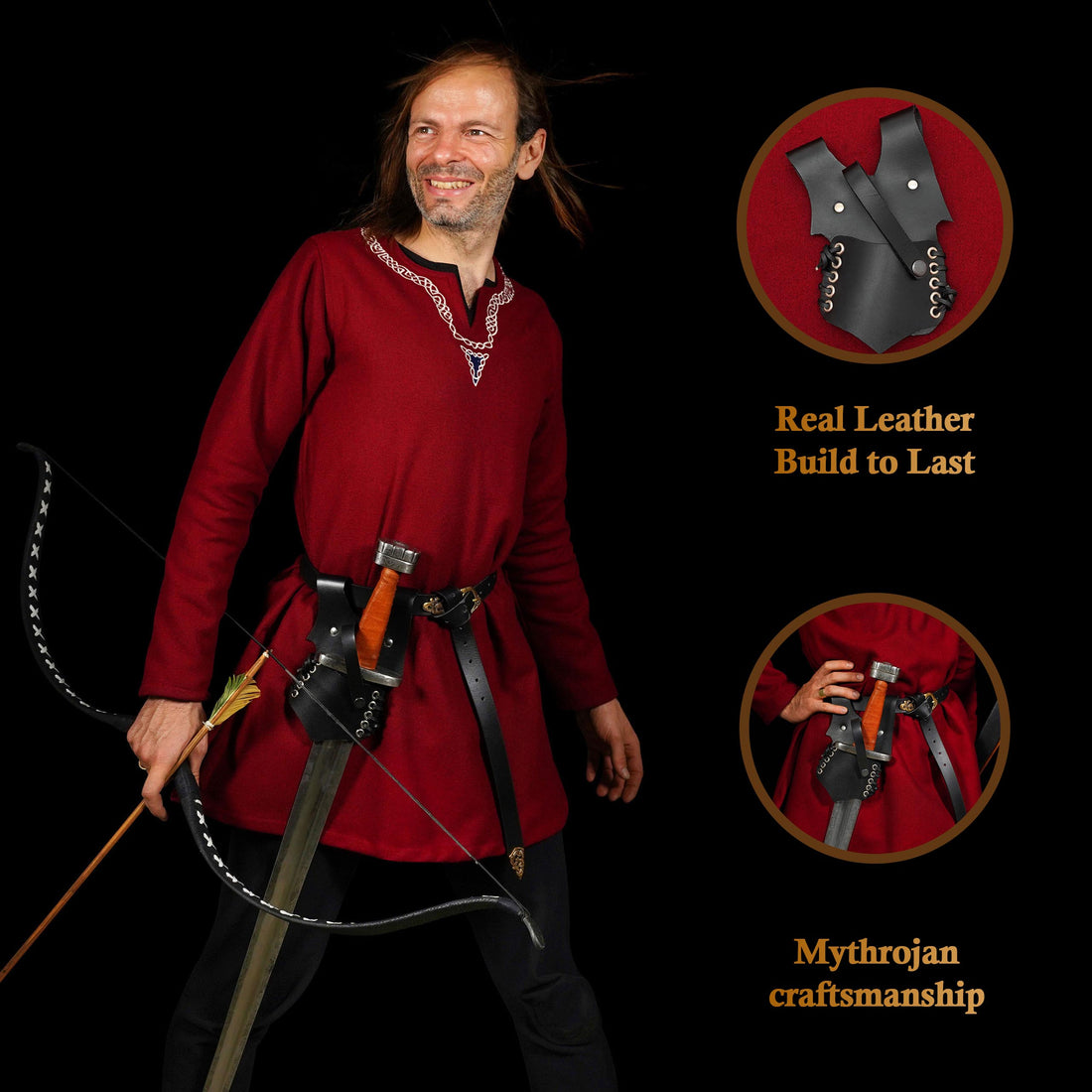 Mythrojan “Ranger” Frog, Ideal for Warrior Knight Ranger SCA LARP, Full Grain Leather