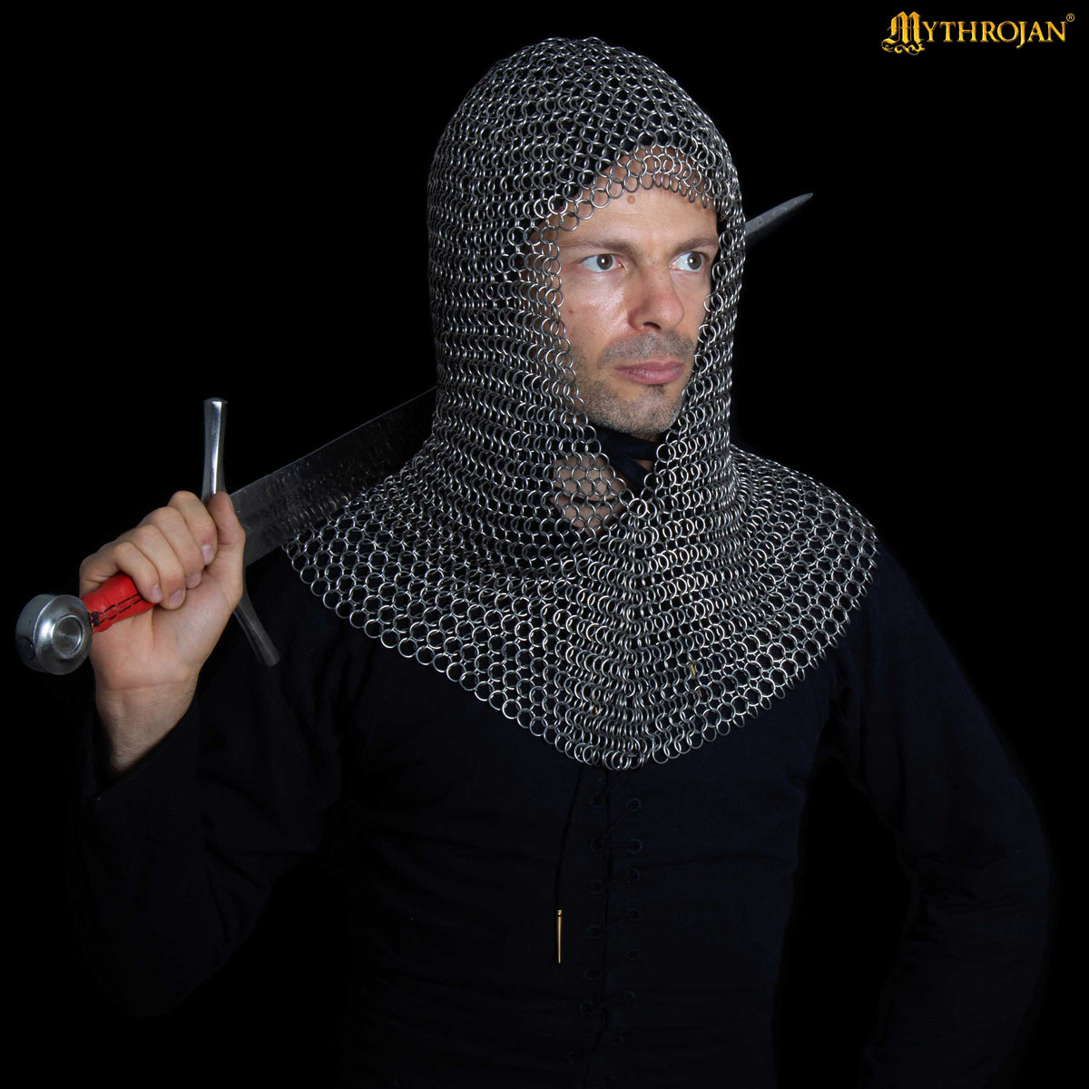 Butted Aluminium Chain Mail Coif Medieval Chainmail Hood Armour Costume Butted Aluminium Chain Mail Coif Medieval Chainmail Hood Armour Costume
