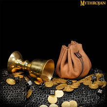 mythrojan-gold-and-dice-medieval-drawstring-bag-ideal-for-sca-larp-reenactment-ren-fair-suede-leather-pouch-brown-3-5