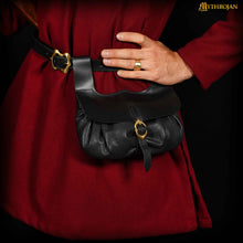 mythrojan-medieval-belt-bag-with-solid-brass-buckle-ideal-for-cosplay-sca-larp-reenactment-ren-fair-full-grain-leather-black-8-2-8-6