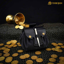 mythrojan-gold-and-dice-medieval-fantasy-belt-bag-with-bone-needle-closure-ideal-for-sca-larp-reenactment-ren-fair-midnight-navy-blue-3-5