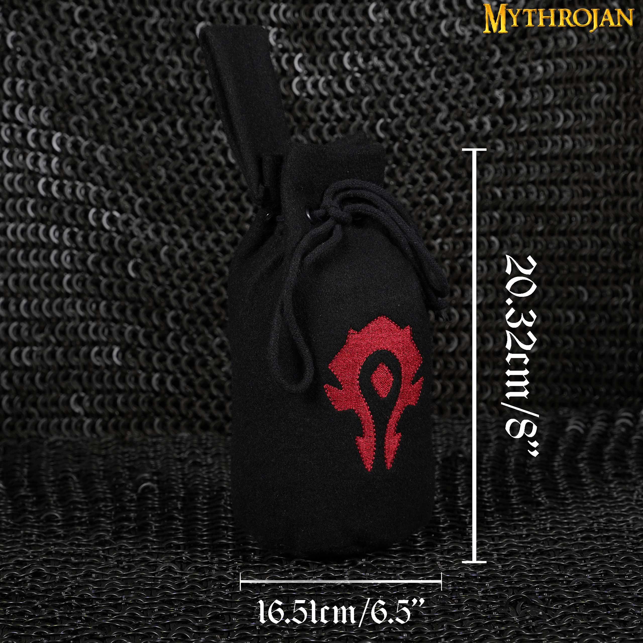 Mythrojan For The HORDE Drawstring Belt Pouch: Embroidered Wool - Maroon