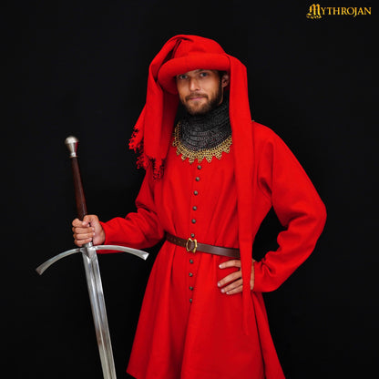 Mythrojan late medieval wool chaperon “ The Knight ” : 15 th century chaperone for reenactment, LARP, SCA and movie prop