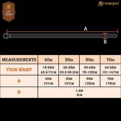 Mythrojan O - Ring Medieval Leather Belt, Ideal for LARP SCA Warrior Gothic Renaissance, BROWN