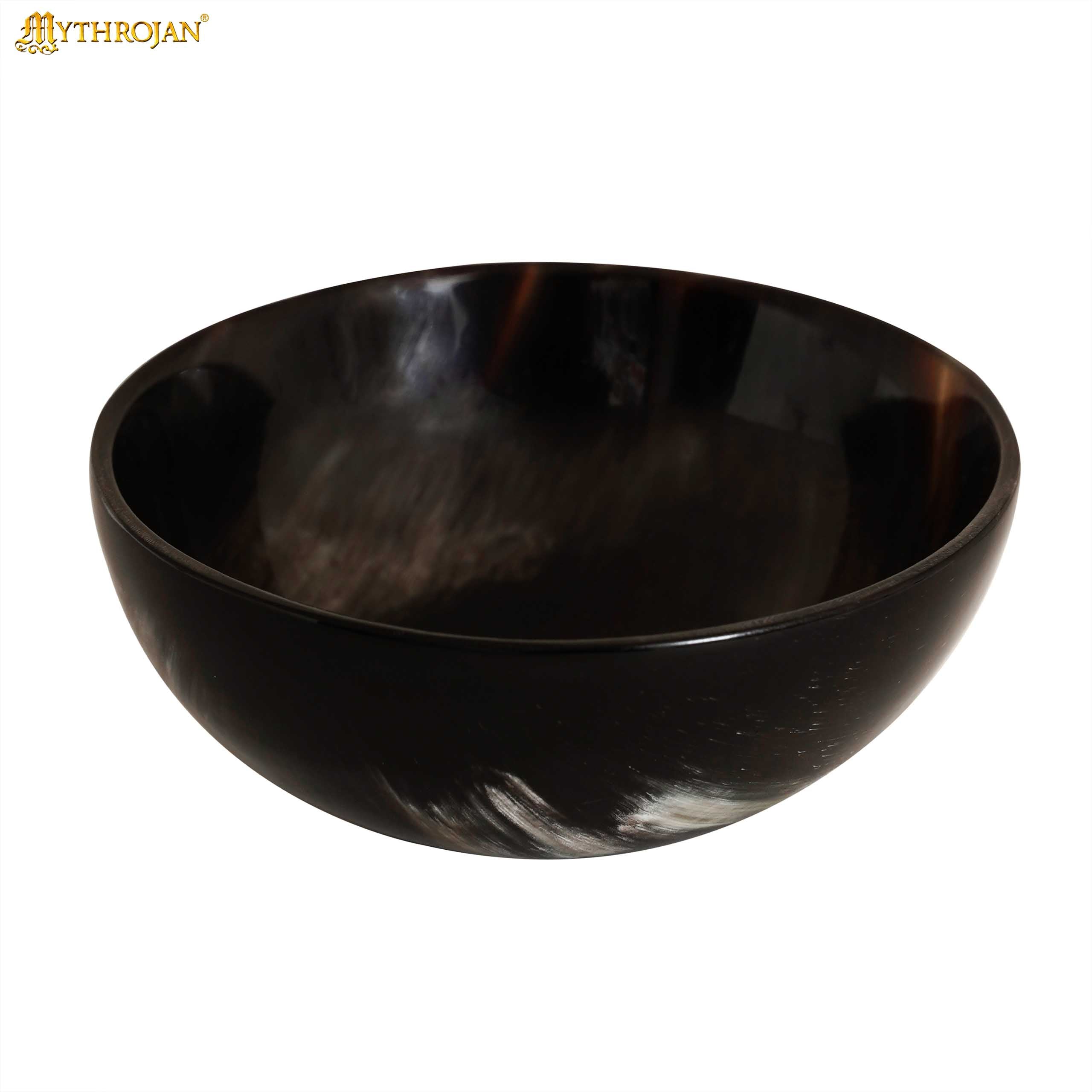 Mythrojan Hand Crafted Small Serving Natural Ox Horn Bowl - Polished Finish - 2.75&quot; width x 1.25&quot; Depth