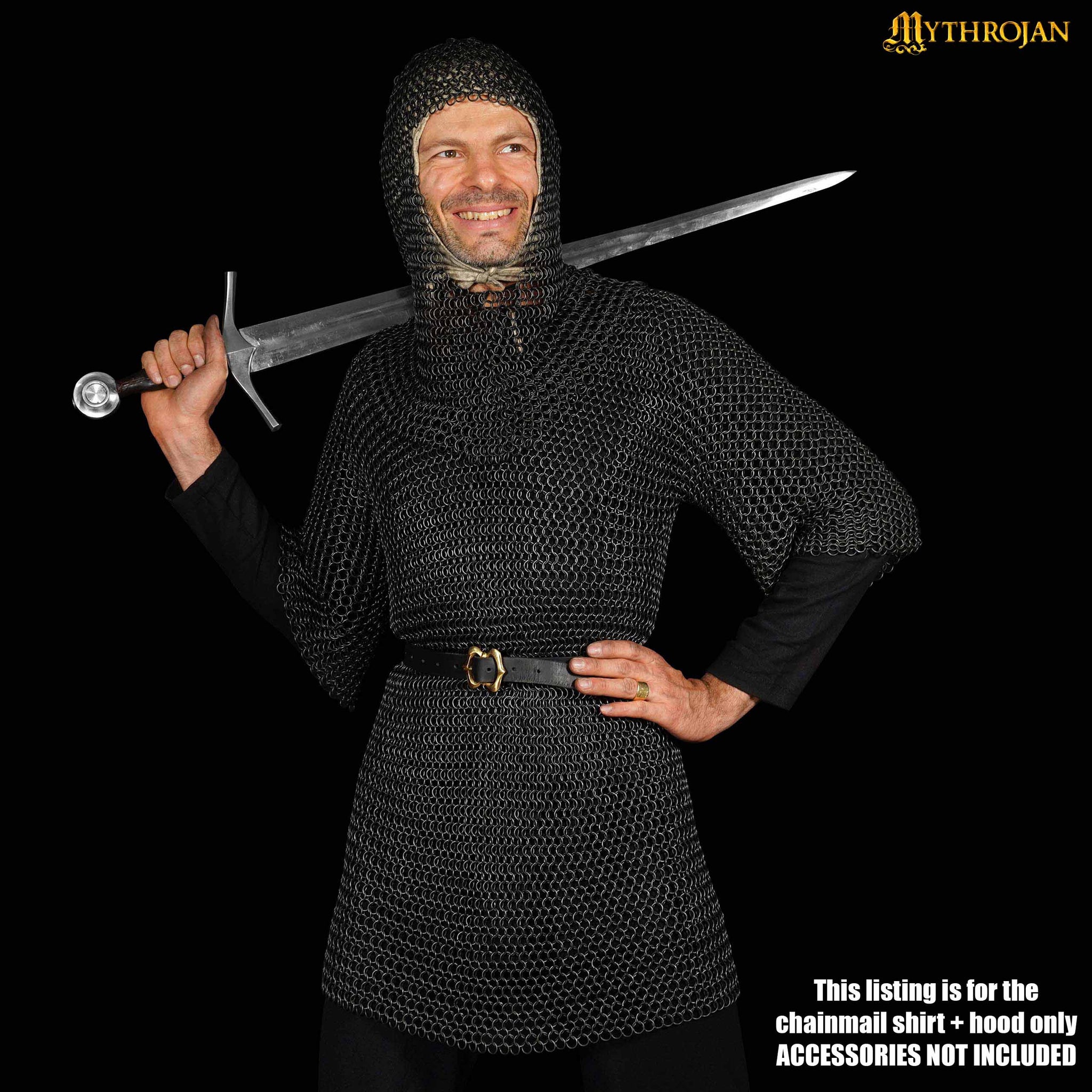 Aluminium.Chain Mail, 10 mm, Butted Hood, Knight Armour, Round Neck