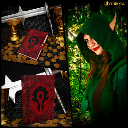 Mythrojan FOR THE HORDE Red WARCRAFT EMBOSSED MEDIEVAL LEATHER JOURNAL 5 x 7 inches Diary Notebook