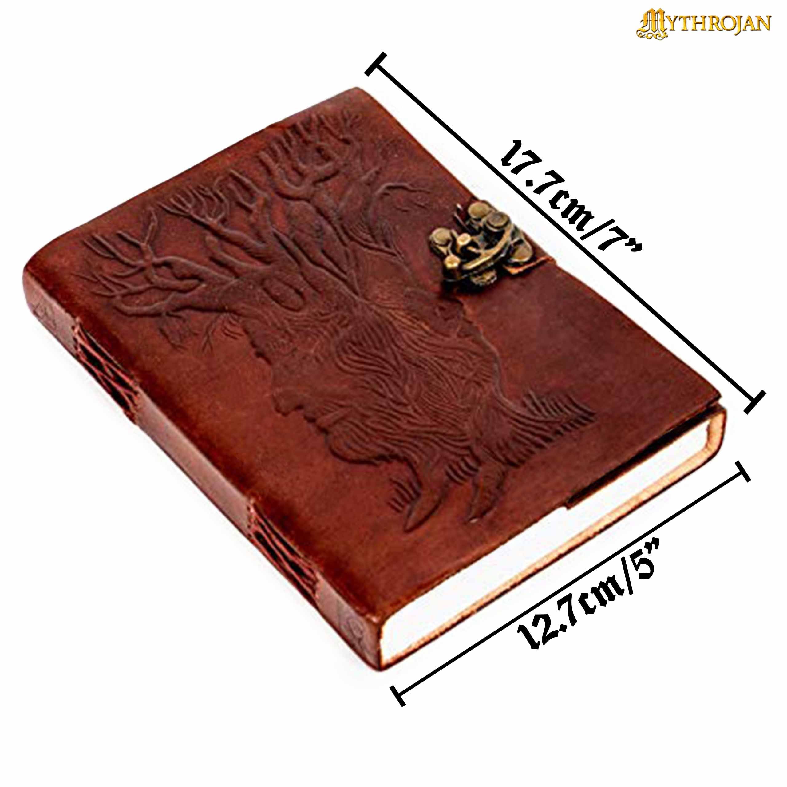 Mythrojan Leather Tree of Wisdom Vintage Handmade Fantasy Lock DnD Journal