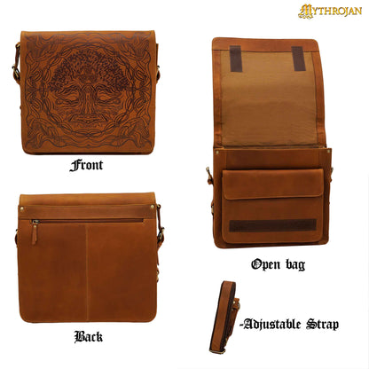 Mythrojan URBAN VIKING SATCHEL REAL LEATHER Tattoo Mjolnir Messenger Bag Vintage Celtic Laptop Briefcase (Fits 13&quot; Laptop)