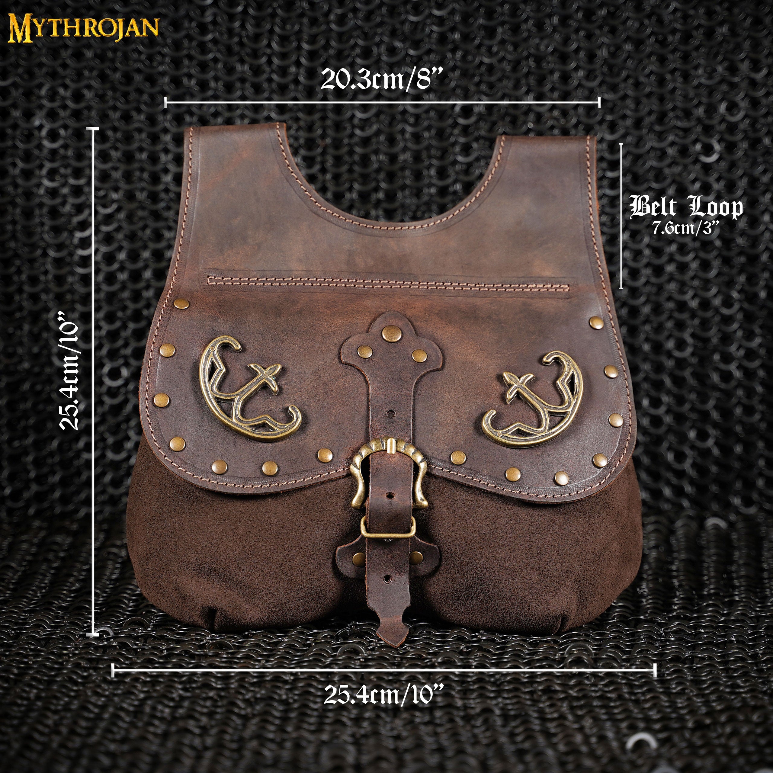 MYTHROJAN LATE MEDIEVAL KIDNEY POUCH Historical 14th - 15th Century Bollock Purse MADE IN SPAIN Brown , 10”× 10 ”