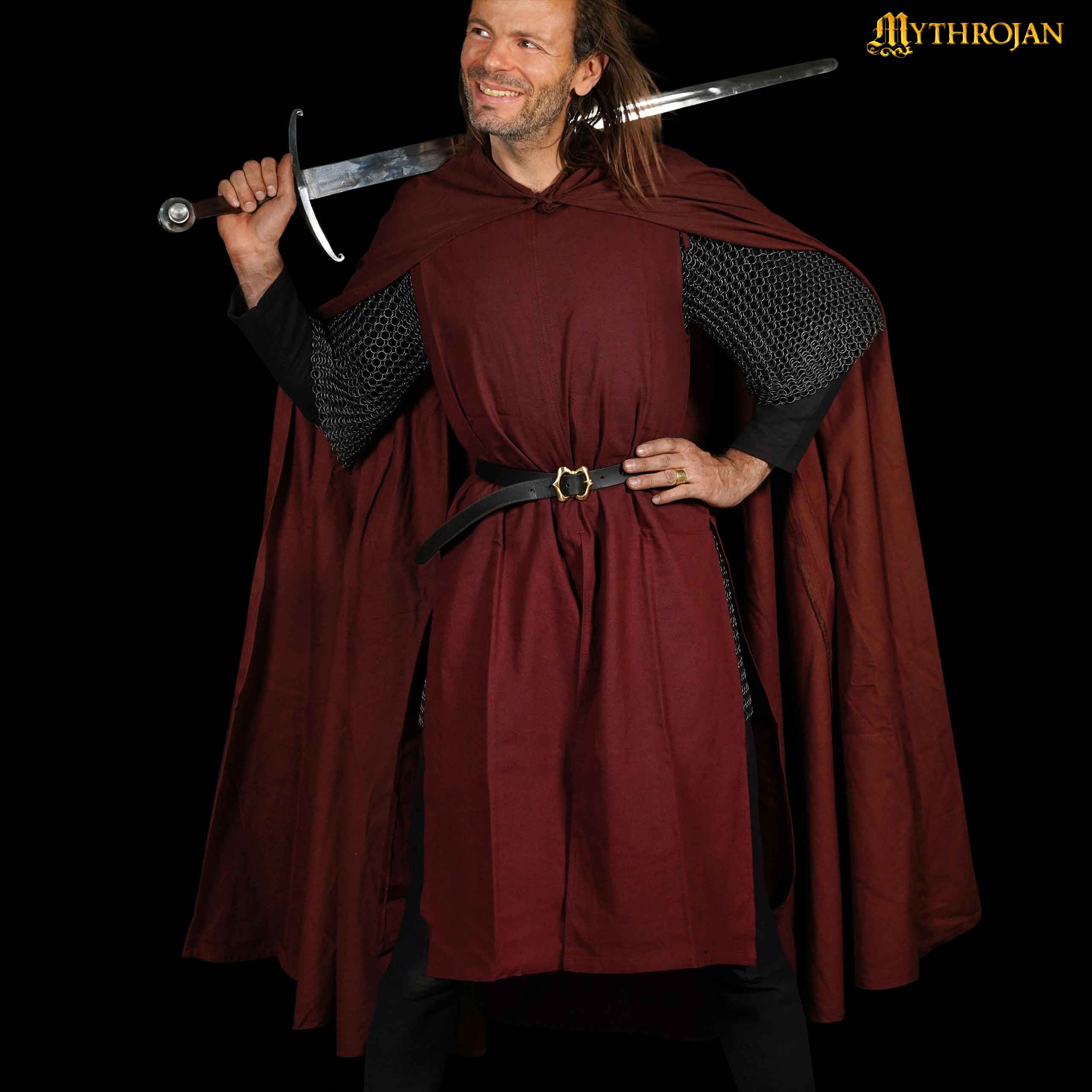 Mythrojan “Medieval Scout” Canvas Cape /Cloak 100% Cotton Medieval Viking Knight SCA LARP , Brown, Large