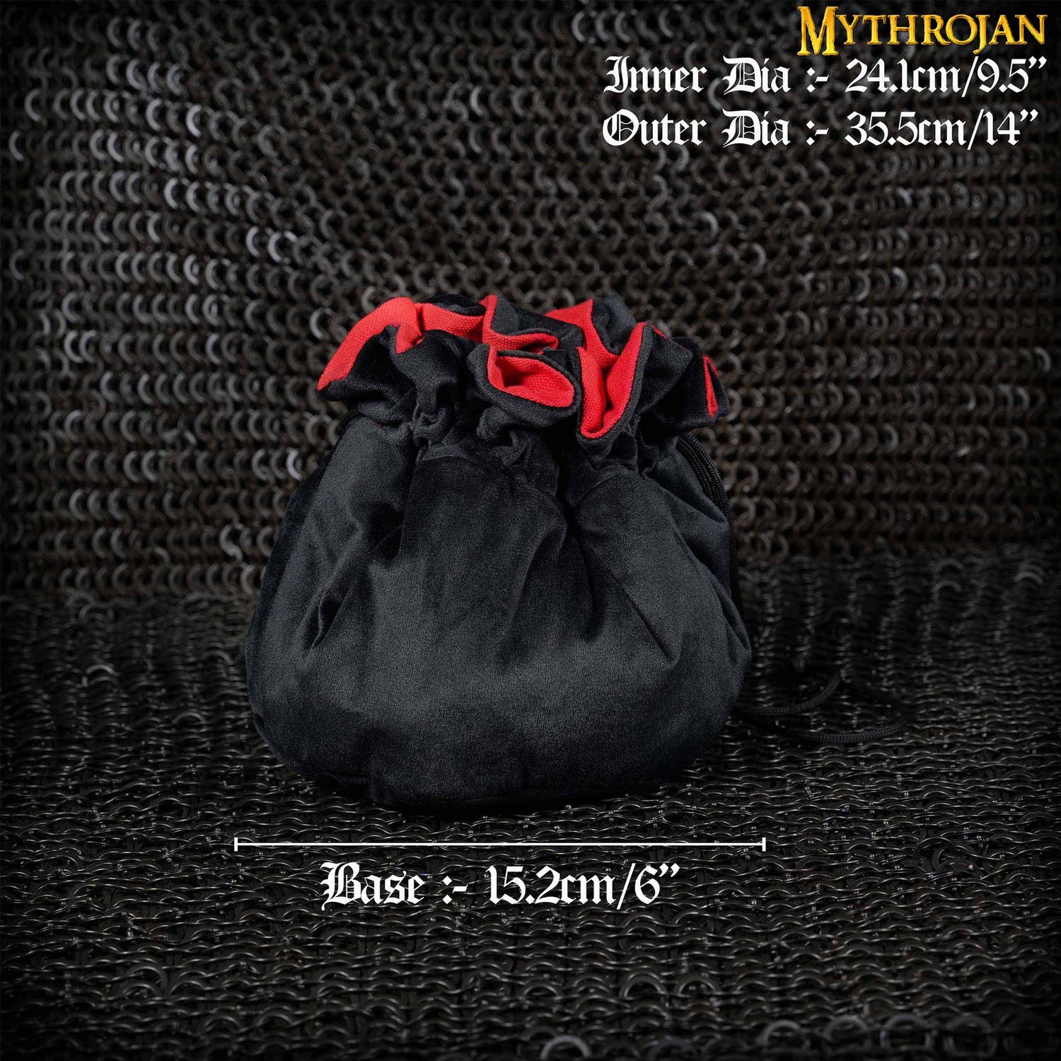 Mythrojan “Dungeon Master” Drawstring Dice and Accessory Bag Ideal for Multiple Sided Dice Seven Sections