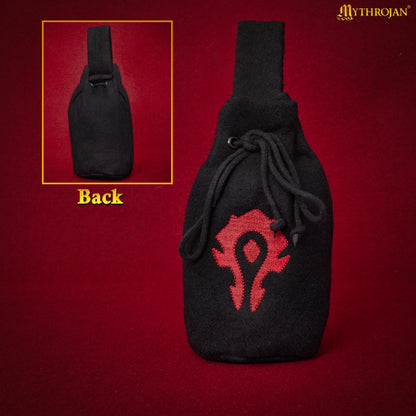 Mythrojan For The HORDE Drawstring Belt Pouch: Embroidered Wool - Maroon