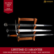 mythrojan-solid-wood-sword-stand-medieval-sword-wall-mount-samurai-sword-display-stand-katana-sword-holder-gladiator-sword-wall-display-crusader-sword-stand-knife-stand-for-display-three-tier-stand