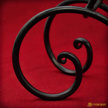 mythrojan-hand-forged-drinking-ale-horn-rack-twisted-iron-ale-mead-horn-stand-medieval-viking-length-8-5-x-height-5-5