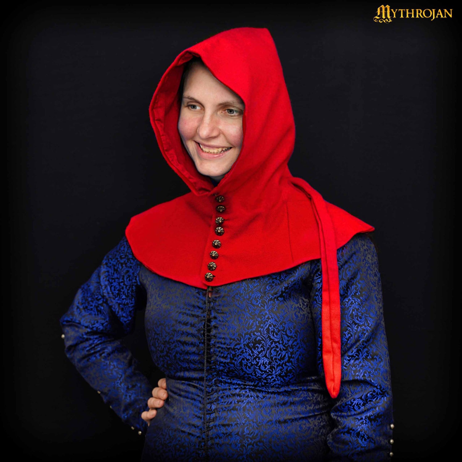 Mythrojan late medieval lady buttoned hood : 15 th century reenactment, LARP, SCA and movie prop