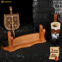 mythrojan-solid-wood-sword-stand-medieval-sword-wall-mount-samurai-sword-display-stand-katana-sword-holder-gladiator-sword-wall-display-crusader-sword-stand-knife-stand-for-display-one-tier-stand-17-5