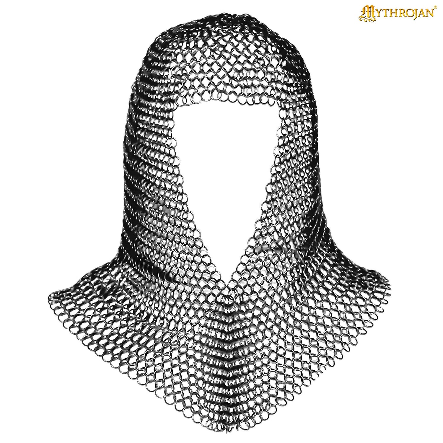 Mythrojan Chainmail Shirt with Coif Medieval Knight Armor Costume – Zinc Polish