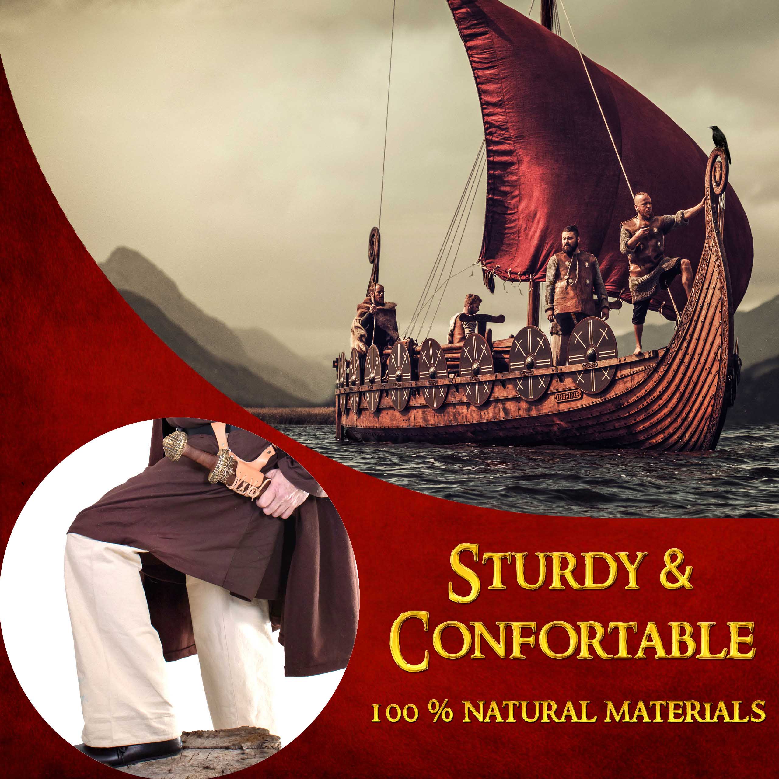 Mythrojan WARRIOR CANVAS TROUSERS Medieval Viking Knight Pirate Cotton canvas - Ecru