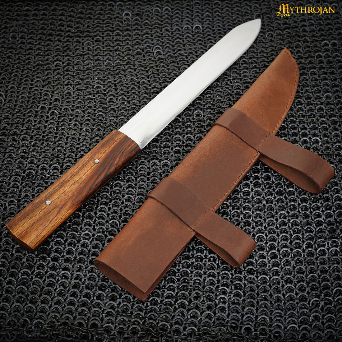 Mythrojan Viking Norse Hip Knife Vikings Seax Hand Forged Knife with Sheath 18