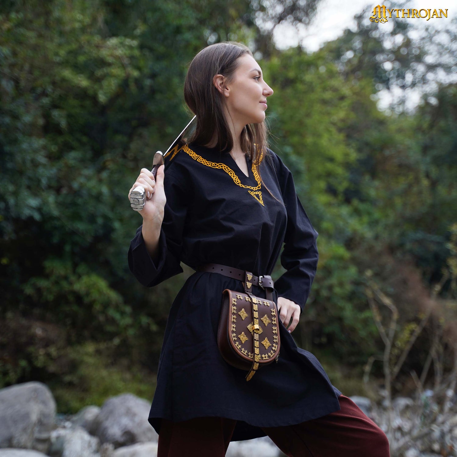 Medieval Embroidered  Cotton Full Sleeves Tunic