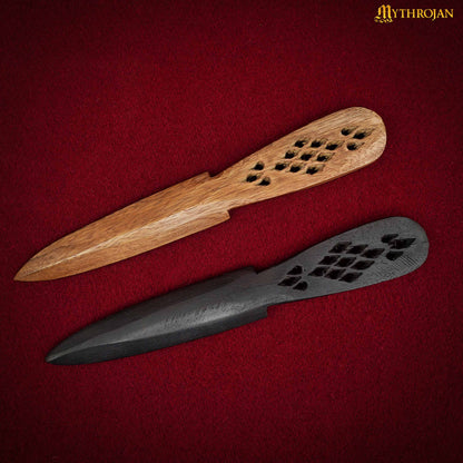 Mythrojan Wooden Knives, Athame Wiccan Wooden Handmade Knife Pagan Witch Wizard Wicca – Black