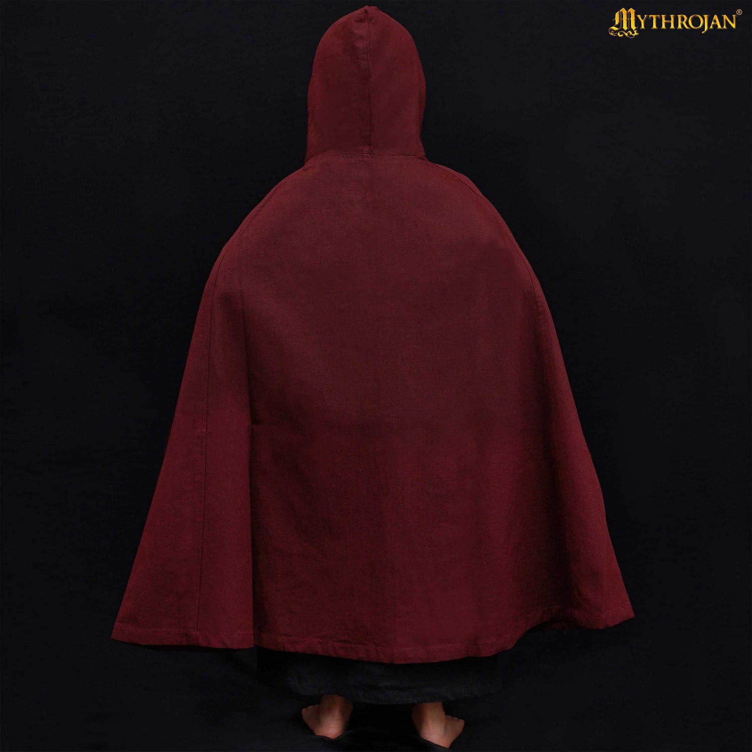 Mythrojan “Adventurer” Canvas Cloak / Cape 100% Cotton for Medieval Knight Viking SCA LARP, Brown , SIZE: Kids