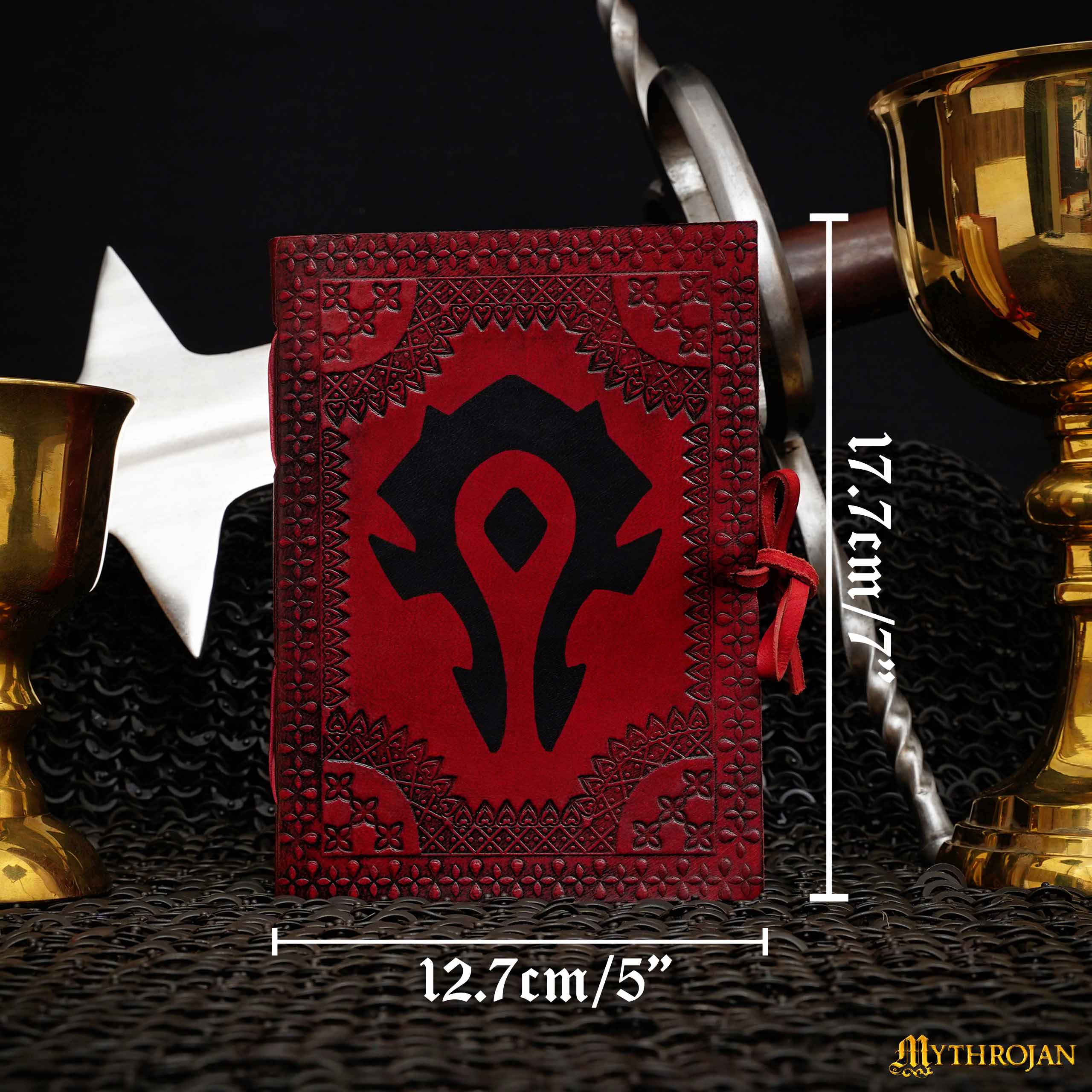 Mythrojan FOR THE HORDE Red WARCRAFT EMBOSSED MEDIEVAL LEATHER JOURNAL 5 x 7 inches Diary Notebook