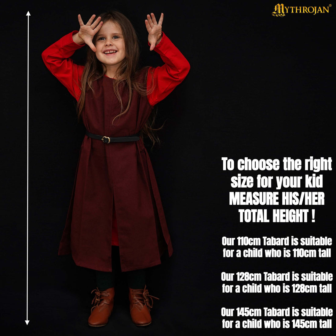 Mythrojan Medieval KID TABARD Knight Surc oat for children Medieval Events LARP SCA, Brown , SIZE: Kids