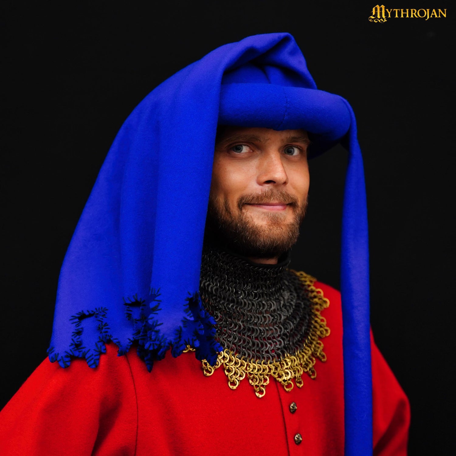 Mythrojan late medieval wool chaperon “ The Knight ” : 15 th century chaperone for reenactment, LARP, SCA and movie prop