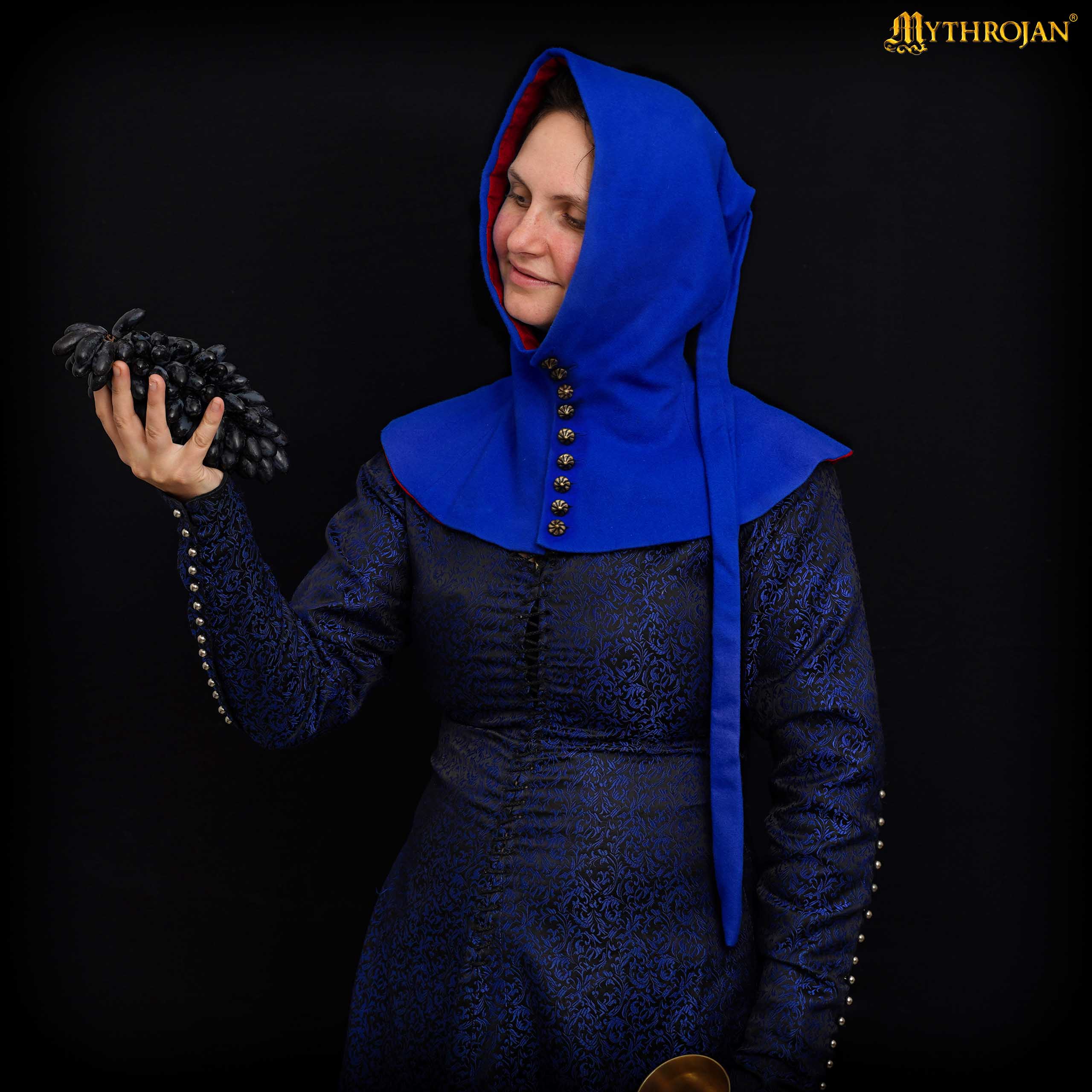 Mythrojan late medieval lady buttoned hood : 15 th century reenactment, LARP, SCA and movie prop