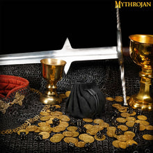 mythrojan-gold-and-dice-medieval-drawstring-bag-ideal-for-sca-larp-reenactment-ren-fair-suede-leather-pouch-black-3-5
