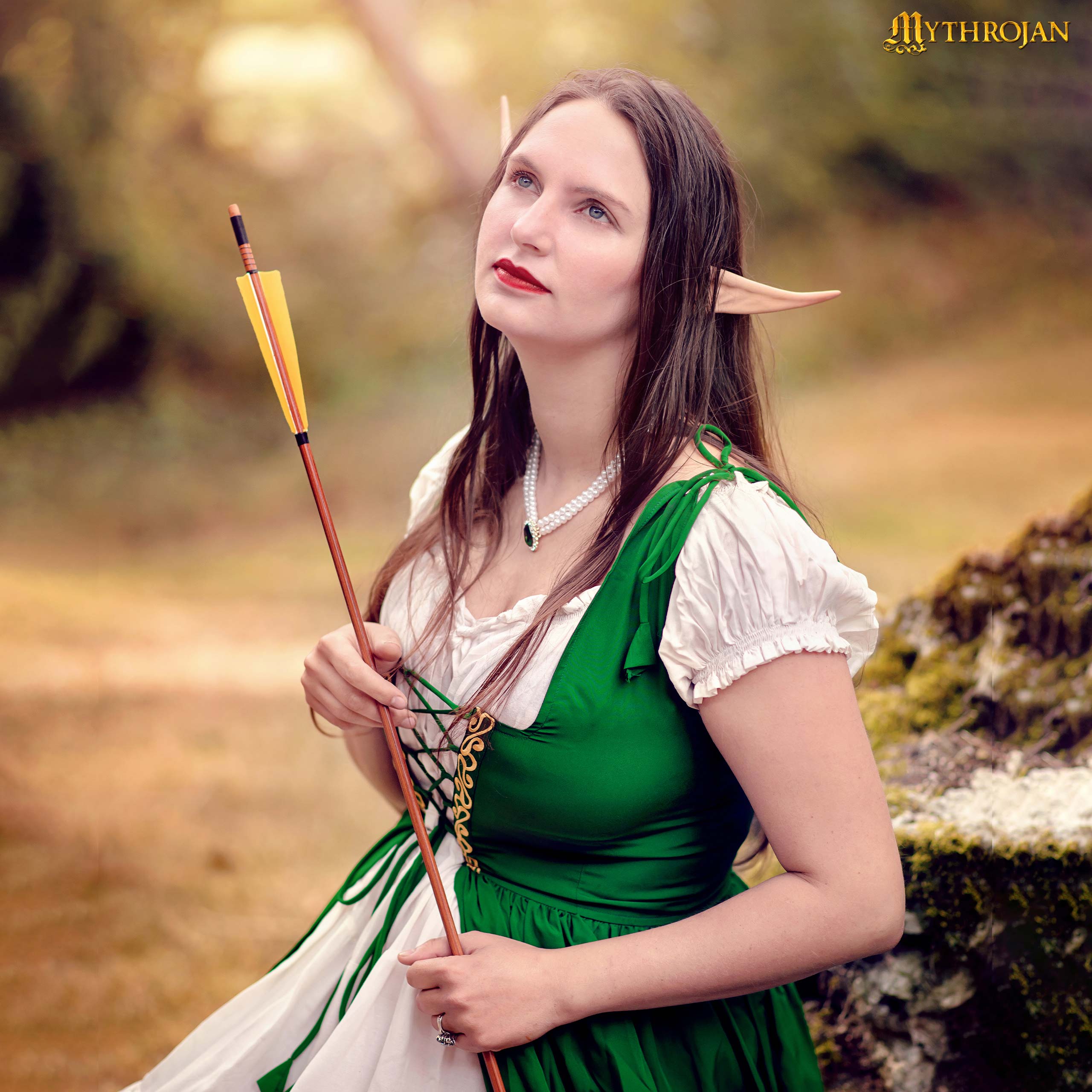 KAWELL Renaissance Medieval Irish Costume Over Dress & Cream Chemise Set 