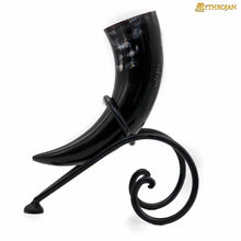 mythrojan-hand-forged-drinking-ale-horn-rack-twisted-iron-ale-mead-horn-stand-medieval-viking-length-8-5-x-height-5-5