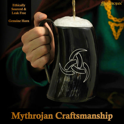 Mythrojan Viking Drinking Tankard with Medieval Buckle Leather Strap Wine Beer Mead Mug  - Polished Finish – Odin’s Tankard