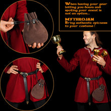 mythrojan-gold-and-dice-medieval-drawstring-bag-ideal-for-sca-larp-reenactment-ren-fair-suede-leather-pouch-chocolate-brown-9-2-7-2