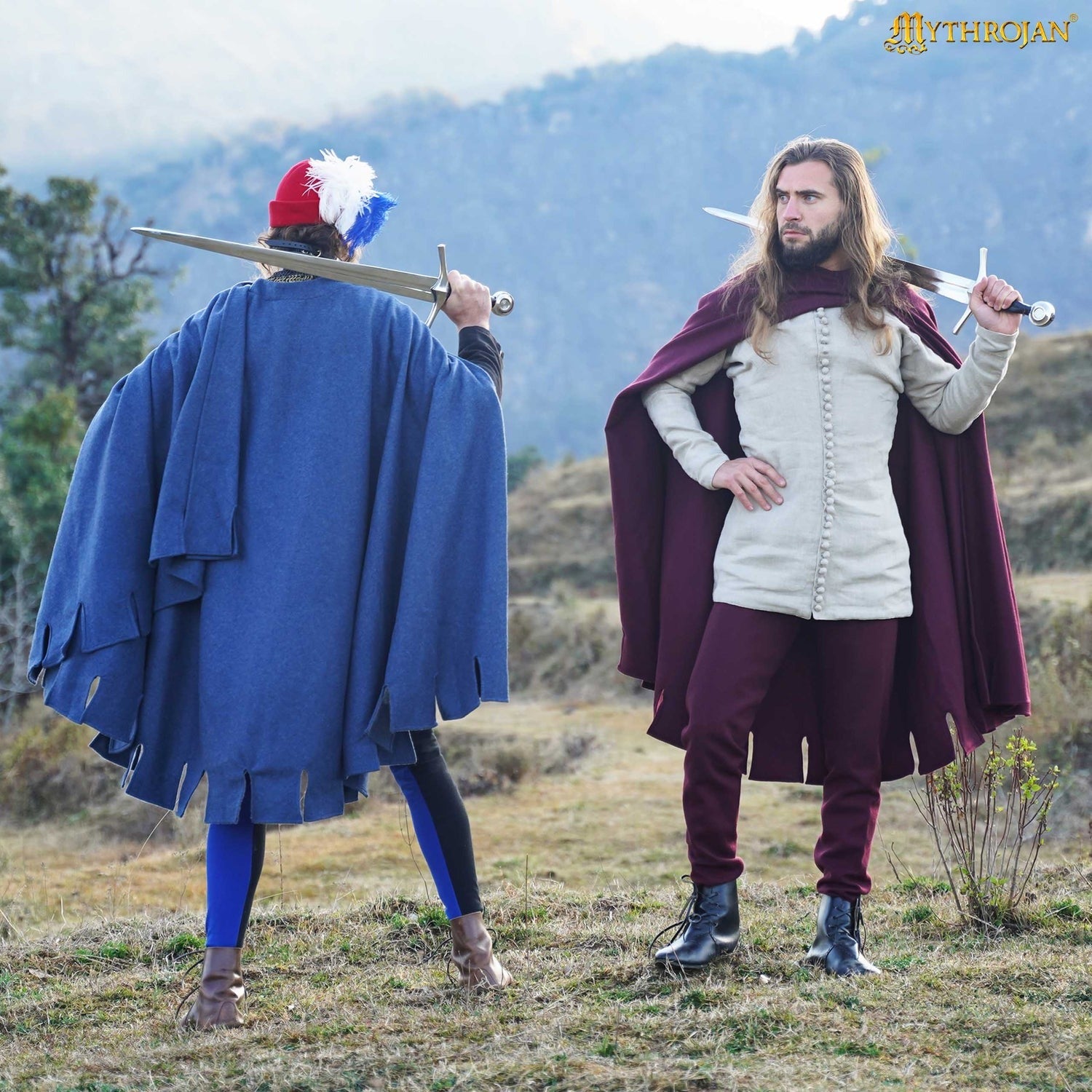 Bocksten Man woolen medieval cloak : 14th-15th century historical 100% recycle wool cape ideal for knights, travelers, pilgrim, swordman and soldier in LARP, SCA and reenactment