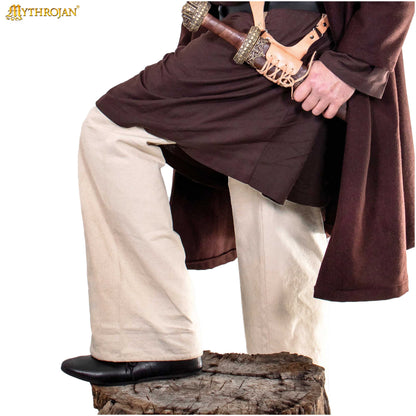 Mythrojan WARRIOR CANVAS TROUSERS Medieval Viking Knight Pirate Cotton canvas - Ecru