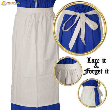 Mythrojan medieval Ecru Apron : ideal for Cooking Baking , renaissance fair, reenactment, LARP, Cosplay Performance, Maid costume, retro Waist Aprons for Women, Girls, Waitress