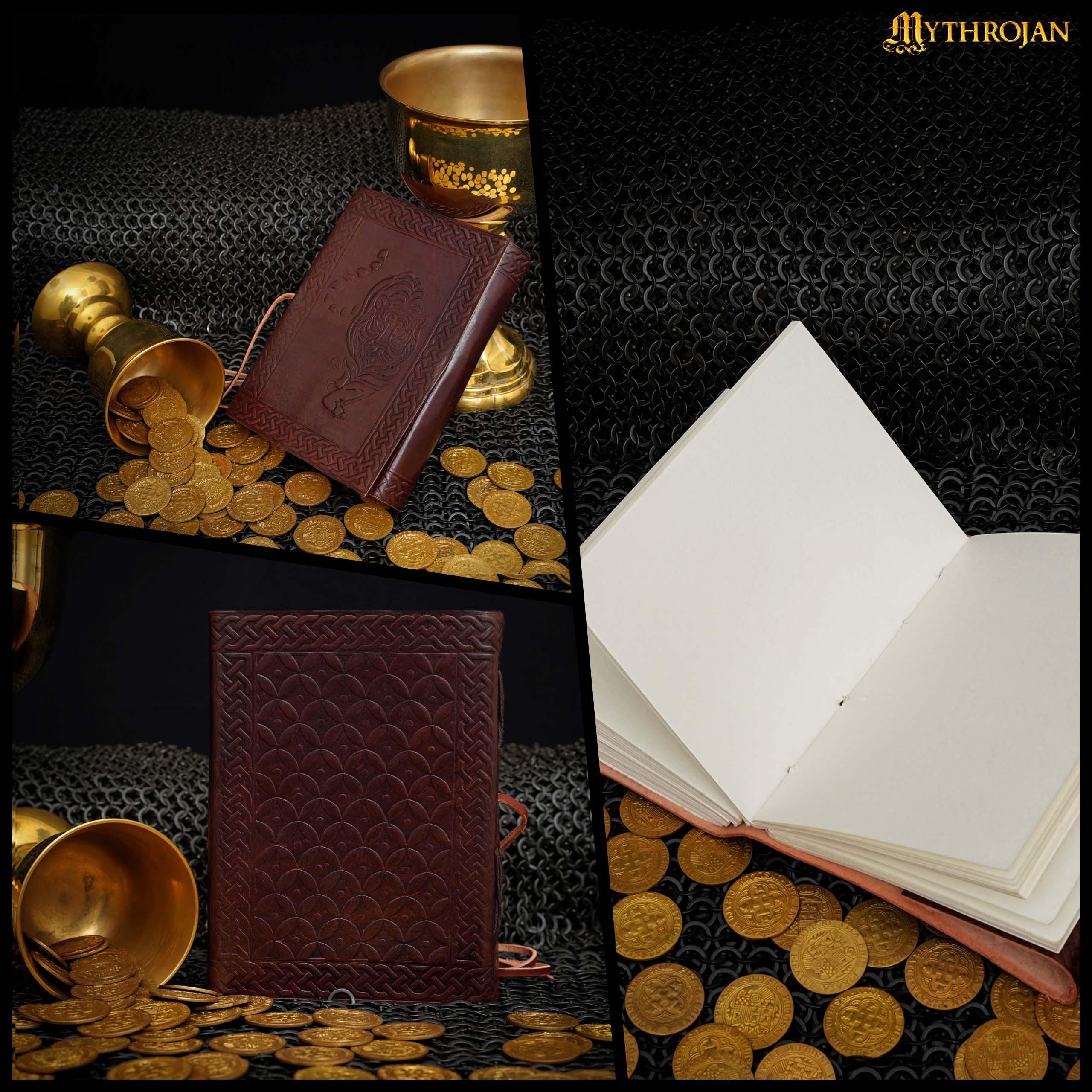 Mythrojan Tiger Leather Journal 5 x 7 inches Rustic Handmade Vintage Book Diary Pocket Notebook