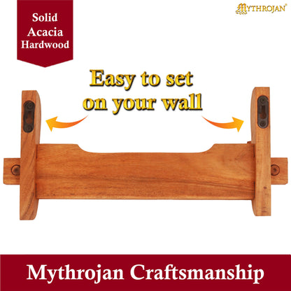 Mythrojan Solid Wood Sword Stand Medieval Sword Wall Mount Samurai Sword Display Stand Katana Sword Holder Gladiator Sword Wall Display Crusader Sword Stand Knife Stand for Display - One Tier Stand