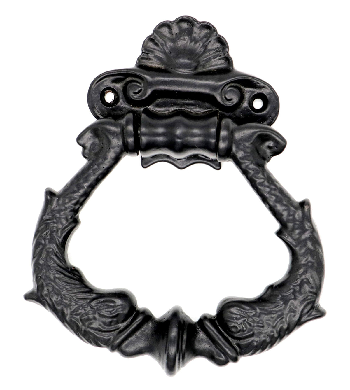 Mythrojan Black Powder Coated Large Ring Front Door Artisan Made Antique Knocker